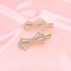 2pcs /Set Gold Plating Hair Clip  Rhinestone Crystal Hair Accessory For Ladies