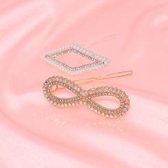 2pcs /Set Gold Plating Hair Clip  Rhinestone Crystal Hair Pin For Ladies