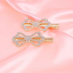 2pcs/Set Charm Flower Shape Hairpins Rhinestone Crystal Hairclip for Ladies