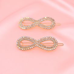 2PCS/Set Infinity Hair Pin Rhinestone Crystal AB Hair Clip For Ladies