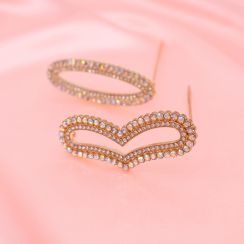 Gold Plating Rhinestone Crystal AB Hair Clip Heart Hair Pin For Ladies