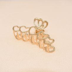 Halo Hearts with Crown Gold Tone Large Metal Hair Claw Clip Hair Clamp