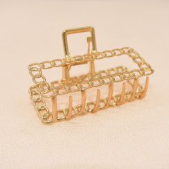 Halo Circles Rectangle Gold Tone Large Metal Hair Claw Clip Hair Clamp