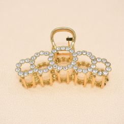 Halo Circles Rhinestone Crystal Gold Tone Large Metal Hair Claw Clip Hair Clamp