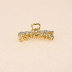 Bow knot Style Rhinestone Crystal Gold Tone Metal Small Hair Claw Clip Hair Clamp