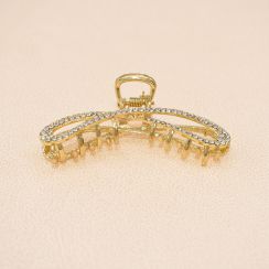 Bow knot Style Rhinestone Crystal Gold Tone Metal Large Hair Claw Clip Hair Clamp