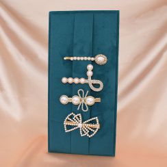 Charm Women Bowknot Beauty Rhinestone Crystal Hair Pin White Pearl Hair Clip 