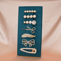 7 PCS/Set Pearls and Rhinestone Crystal and Resin Elegant Gold Geometric Hair Pins