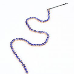 Blue Rhinestone Crystal Tennis Hair Chain Tassel Ponytail Piece Extension Chains wigs Chains Hairpin