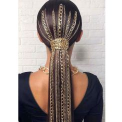  Multi Strand Chunk Chain Hair Jewelry Tassel Ponytail Piece Extension Chains wigs Chains Set with Hairpin