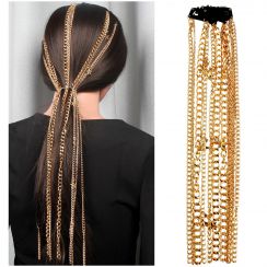 Long Gold Chain Hair Clip Accessory Tassel Ponytail Piece Extension Chains wigs Chains Set with Hairpin