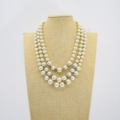 Multi Layer Pearls with Rhinestone Necklace