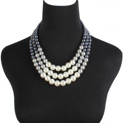 Colour-fading Triple Strand Pearl Necklace