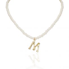 Alphabet "M" Pearl Necklace