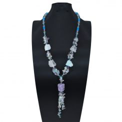 Natural Semi Precious Gemstones and Crystal Beads Tassel Pendant Necklaces