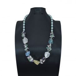 Natural Semi Precious Gemstone and Crystal Beads Statement Necklaces