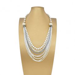 Multi Layer Long Pearl Necklace With Rhinestone crystal Necklaces