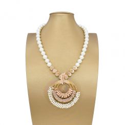  Exaggerated Style Pearl And Faceted Beads Necklace With Geometric Round Beads Large Pendant Necklaces