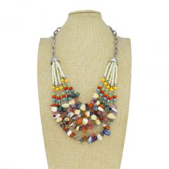 Natural Agate Stones and Mixed colors Multi layer Necklace