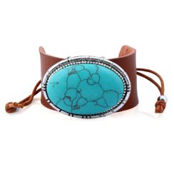 Oval Charming Leather Bracelet