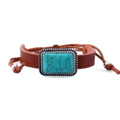 Rectangle Charming Leather Bracelet