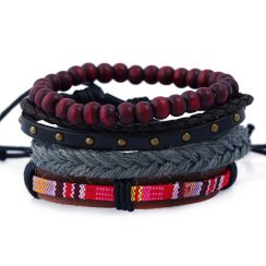 Red and Brown Vintage Leather Bracelets