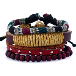 Artistic Multi-colour Leather Wristbands and Bracelets