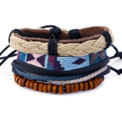 Blue and Brown Braided Leather Bracelets