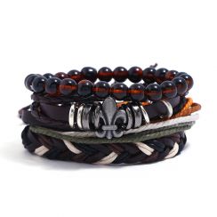 Layered Braided Leather and Charm Bracelets