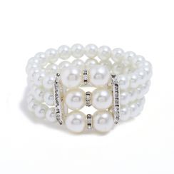 3Rows Pearl Wide Bracelet