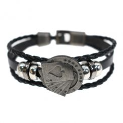 Poker Alloy Leather Bracelet for Braided Rope Bracelet