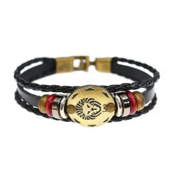 Leo Alloy Leather Bracelet for Constellation Braided Rope Bracelet