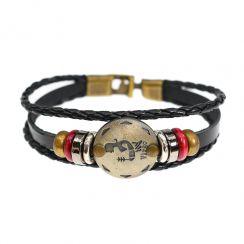 Virgo Alloy Leather Bracelet for Constellation Braided Rope Bracelet