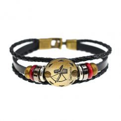 Sagittarius Alloy Leather Bracelet for Constellation Braided Rope Bracelet