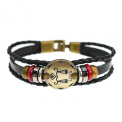 Libra Alloy Leather Bracelet for Constellation Braided Rope Bracelet