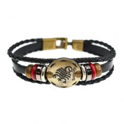 Scorpio Alloy Leather Bracelet for Constellation Braided Rope Bracelet