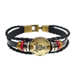 Taurus Alloy Leather Bracelet for Constellation Braided Rope Bracelet