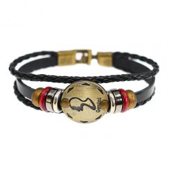 Gemini Alloy Leather Bracelet for Constellation Braided Rope Bracelet