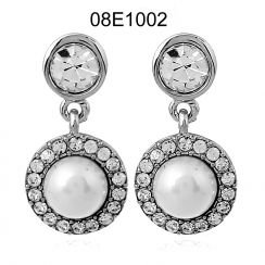 Round Pearl with Crystal Drop Earrings