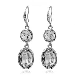 Round and Oval Crystal Drop Earrings