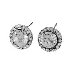 Round Crystal Halo Studs Earrings