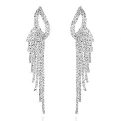 Fine Rhinestone Crystals with Unique Feather Designed Earrings