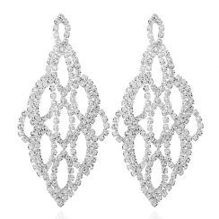 Leave Pattern Rhinestone Crystal Earrings