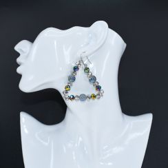 Triangle Crystal Dangle Drop Earrings - Blue