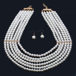 High Polished Pearl with Crystal Illusion Jewerly Set