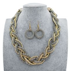 Fashion Jewelry Chunky Chain Trio Necklace and Earrings Set