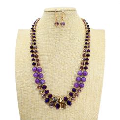 Two Layer Crystal and Painted Glass Beads Jewelry Set