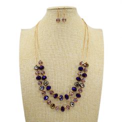 Double Layer Combined Crystal Necklace with Elegant Around the Neck String Set