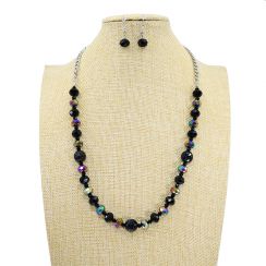 Crystal and Glass Mixed Necklace Jewelry Set