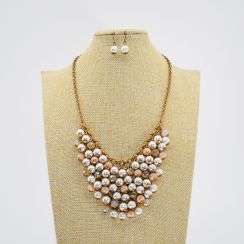 Illusion Pearls Statement Necklace and Earrings Set